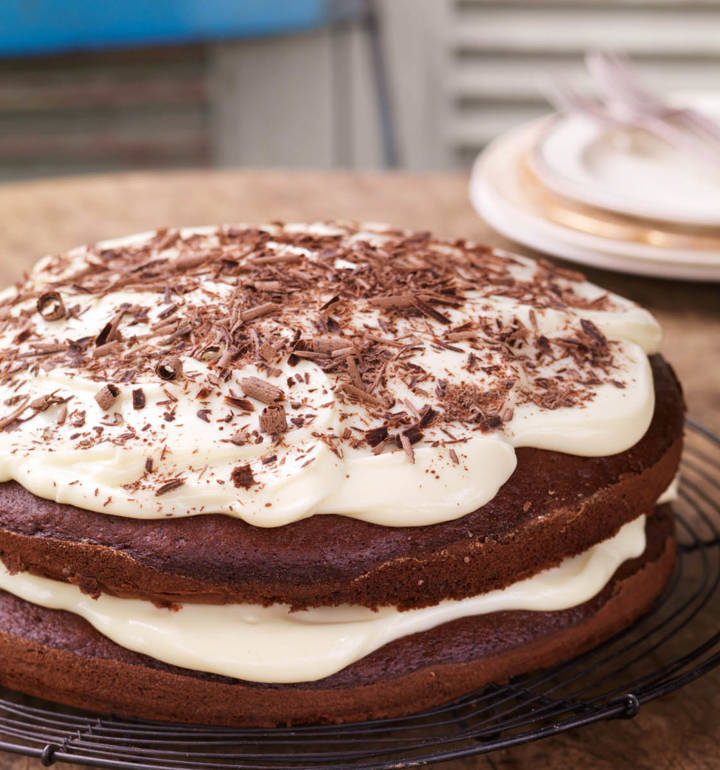 Chocolate cake with cream store cheese frosting